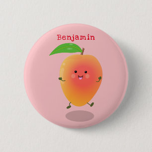 Badge Rond 5 Cm Caricature jaune mangue mignonne