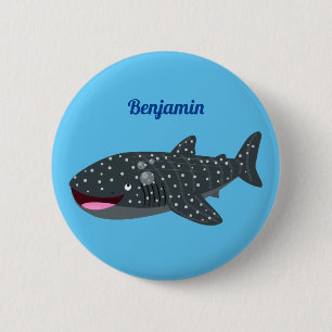 Badge Rond 5 Cm Caricature joli requin baleine joyeux