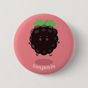 Badge Rond 5 Cm Caricature mignonne de mûre mauve de mûre mûre mau
