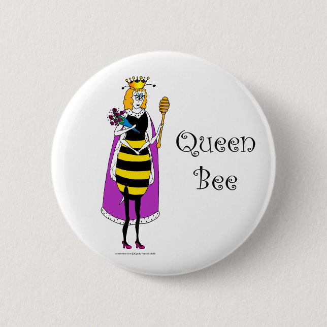 Badge Rond 5 Cm Caricature mignonne Queen Bee (Devant)