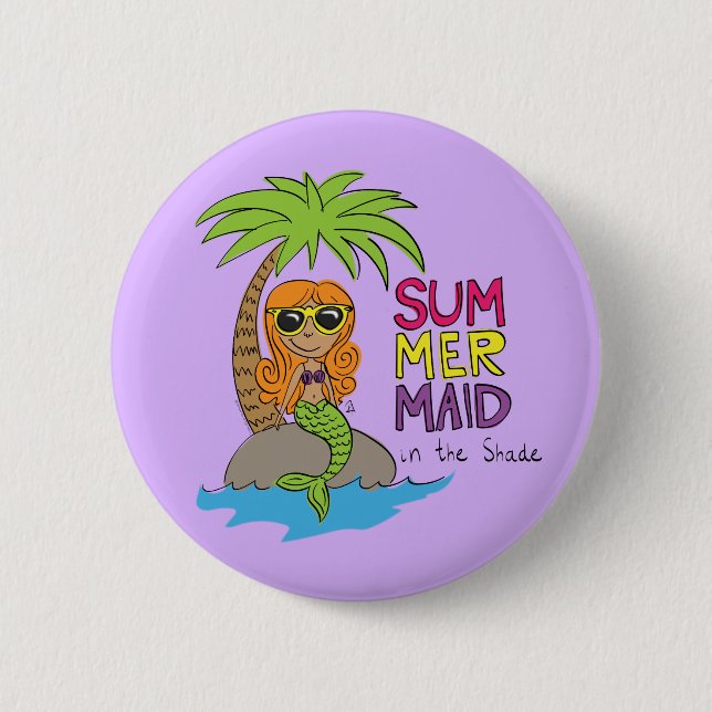 Badge Rond 5 Cm Caricature pour enfants mignonne sirène (Devant)