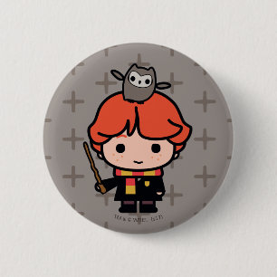 Badge Rond 5 Cm Caricature Ron Weasley et Pigwidgeon