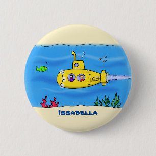 Badge Rond 5 Cm Caricature sous-marine joyeuse