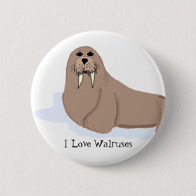 Badge Rond 5 Cm Caricature Walrus (Devant)