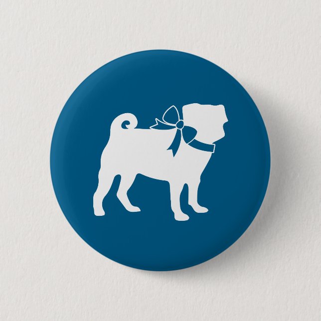 Badge Rond 5 Cm Carlin Fête Blue Thème Célébration (Devant)