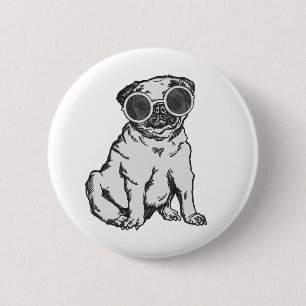 Badge Rond 5 Cm carlin lunettes de soleil chien ironique