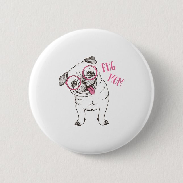 Badge Rond 5 Cm Carlin maman (Devant)