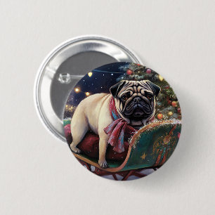 Badge Rond 5 Cm Carlin Noël Festive Saison