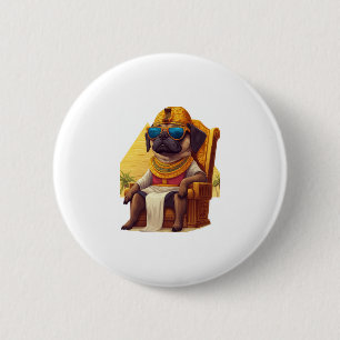 Badge Rond 5 Cm Carlin pharaon � Chien d'Egypte antique