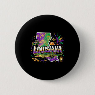 Badge Rond 5 Cm Carnaval de la Louisiane Mardi Gras Design d'Allig