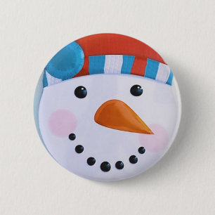 Badge Rond 5 Cm Carotte de neige Nez Noël hiver