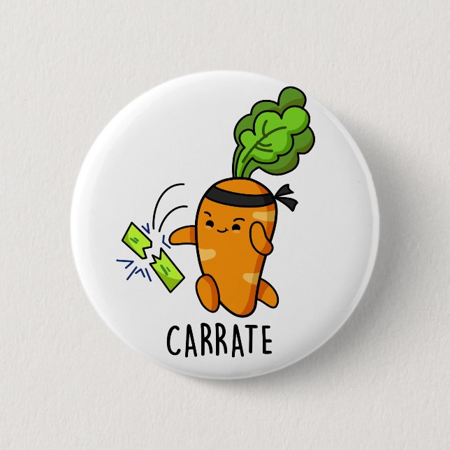 Badge Rond 5 Cm Carotte drôle Carotte Karate Pun (Devant)