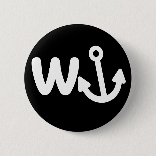 Badge Rond 5 Cm carré d'ancre wanker w (Devant)