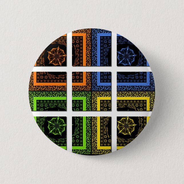 Badge Rond 5 Cm Carré dans une boîte (Devant)