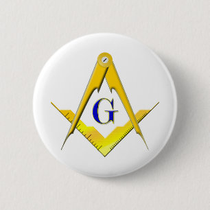 Badge Rond 5 Cm Carré et boussoles bleus de loge