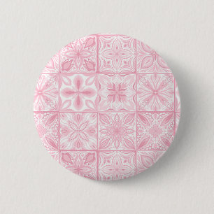 Badge Rond 5 Cm Carreaux ornés en rose