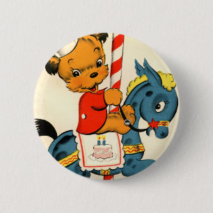 Badge Rond 5 Cm Carrousel d'anniversaire