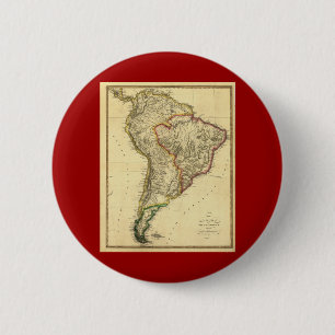 Badge Rond 5 Cm Carte 1817 de l'Amérique du Sud