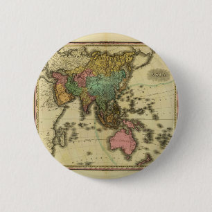 Badge Rond 5 Cm Carte 1825 de l'Asie par Henry Tanner