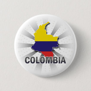 Badge Rond 5 Cm Carte 2,0 de drapeau de la Colombie