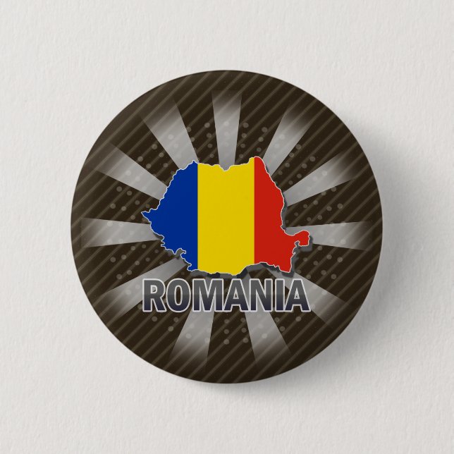 Badge Rond 5 Cm Carte 2,0 de drapeau de la Roumanie (Devant)