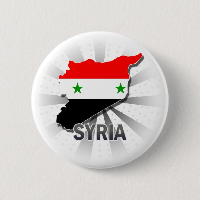 Badge Rond 5 Cm Carte 2,0 de drapeau de la Syrie (Devant)