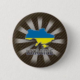 Badge Rond 5 Cm Carte 2,0 de drapeau de l'Ukraine