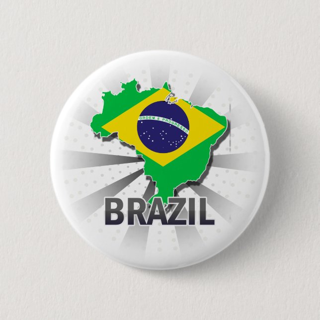 Badge Rond 5 Cm Carte 2,0 de drapeau du Brésil (Devant)