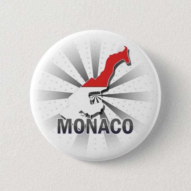 Badge Rond 5 Cm Carte 2,0 de drapeau du Monaco (Devant)
