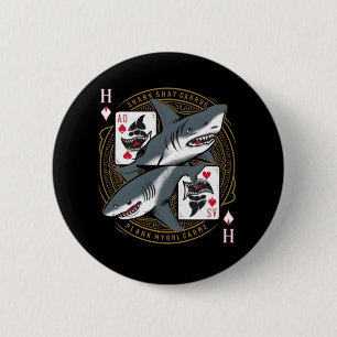 Badge Rond 5 Cm carte à jouer aux requins