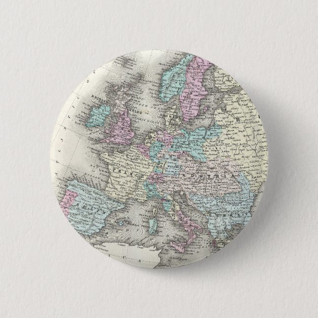 Badge Rond 5 Cm Carte ancienne de l'Europe (1855) (Devant)