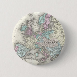 Badge Rond 5 Cm Carte ancienne de l'Europe (1855)