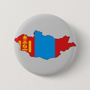 Badge Rond 5 Cm Carte de drapeau de la Mongolie