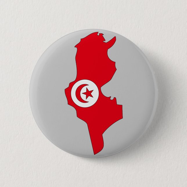 Badge Rond 5 Cm Carte de drapeau de la Tunisie (Devant)
