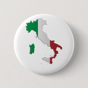 Badge Rond 5 Cm Carte de drapeau de l'Italie