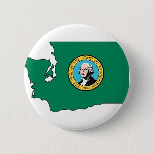 Badge Rond 5 Cm Carte de drapeau de Washington (Devant)