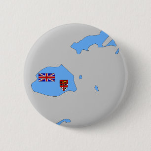 Badge Rond 5 Cm Carte de drapeau des Fidji