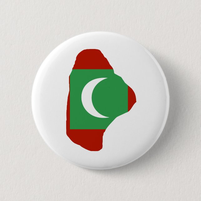 Badge Rond 5 Cm Carte de drapeau des Maldives normale (Devant)