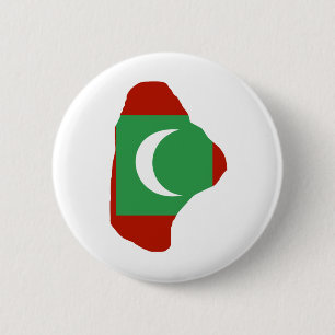 Badge Rond 5 Cm Carte de drapeau des Maldives normale