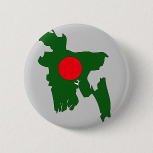 Badge Rond 5 Cm Carte de drapeau du Bangladesh