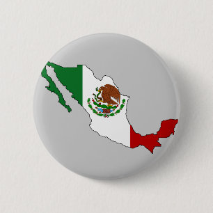 Badge Rond 5 Cm Carte de drapeau du Mexique