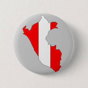 Badge Rond 5 Cm Carte de drapeau du Pérou