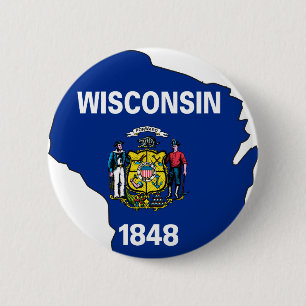 Badge Rond 5 Cm Carte de drapeau du Wisconsin