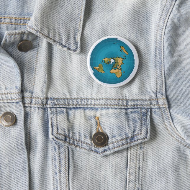 Badge Rond 5 Cm Carte de la Terre plate (En situation)