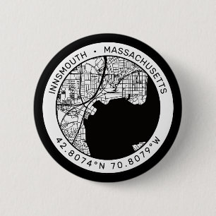 Badge Rond 5 Cm Carte de la ville d'Innsmouth Lovecraft
