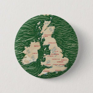 Badge Rond 5 Cm Carte de l'affiche verte Vintage du Royaume-Uni