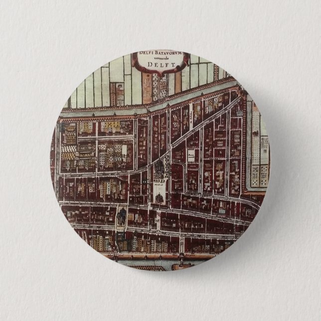 Badge Rond 5 Cm Carte de ville de Delft 1649 (Devant)