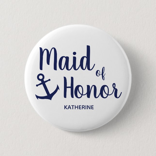 Badge Rond 5 Cm Carte d'honneur bleu marine nautique (Devant)