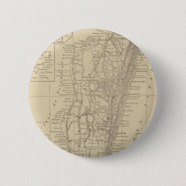 Badge Rond 5 Cm Carte du Madagascar (Devant)