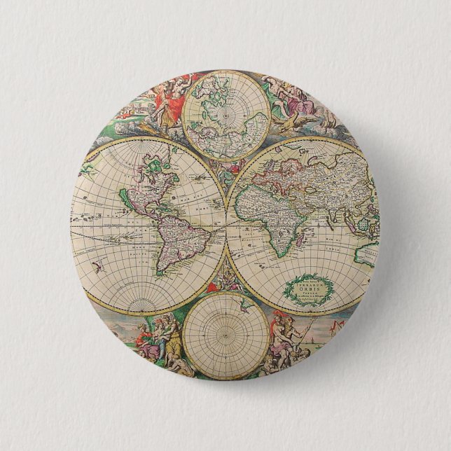 Badge Rond 5 Cm Carte du monde antique (Devant)